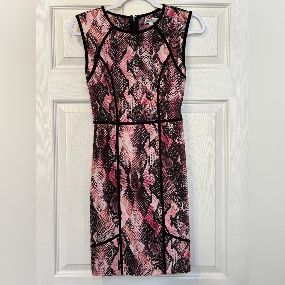 Jennifer Lopez Pink & Black Snake Print Dress - Size 0
